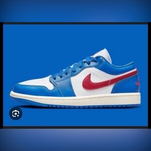 Nike Women's Air Jordan 1 Low in the "Sport Blue Gym Red" (Size 7)